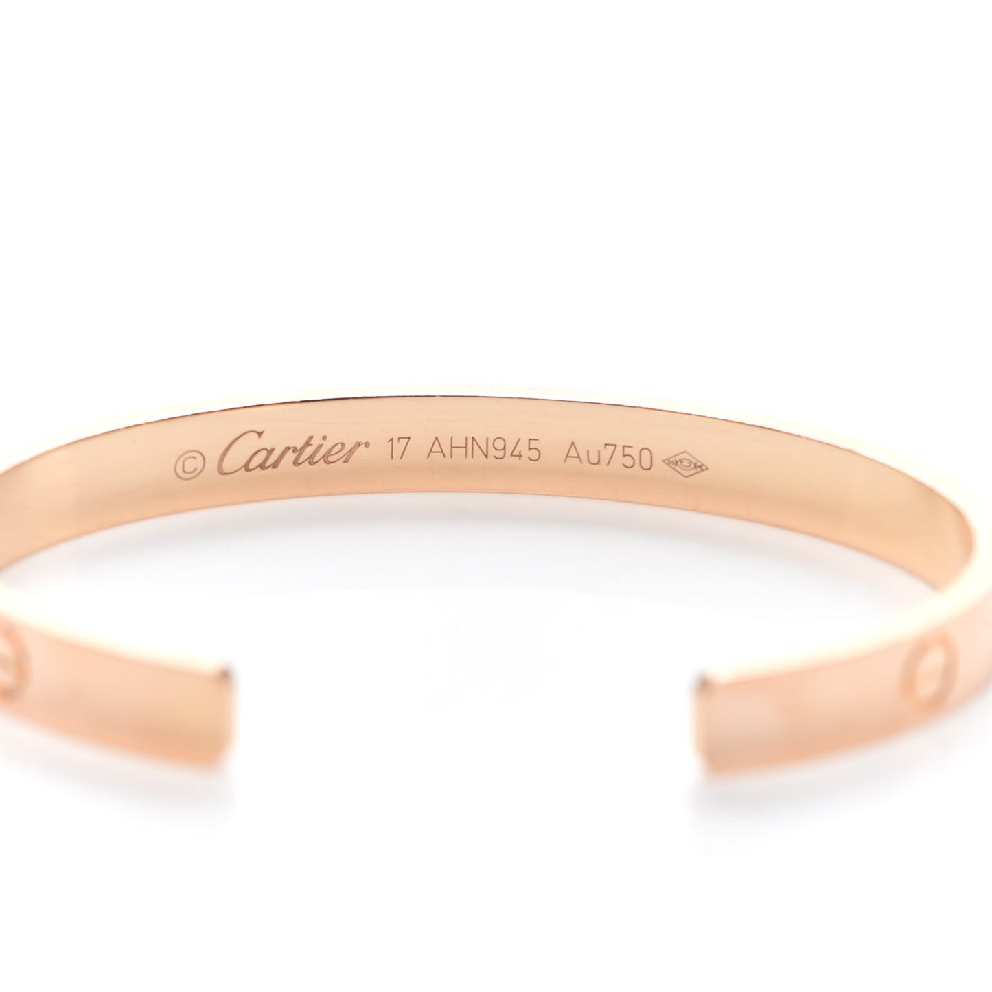18K Yellow Gold LOVE Cuff Bracelet 17