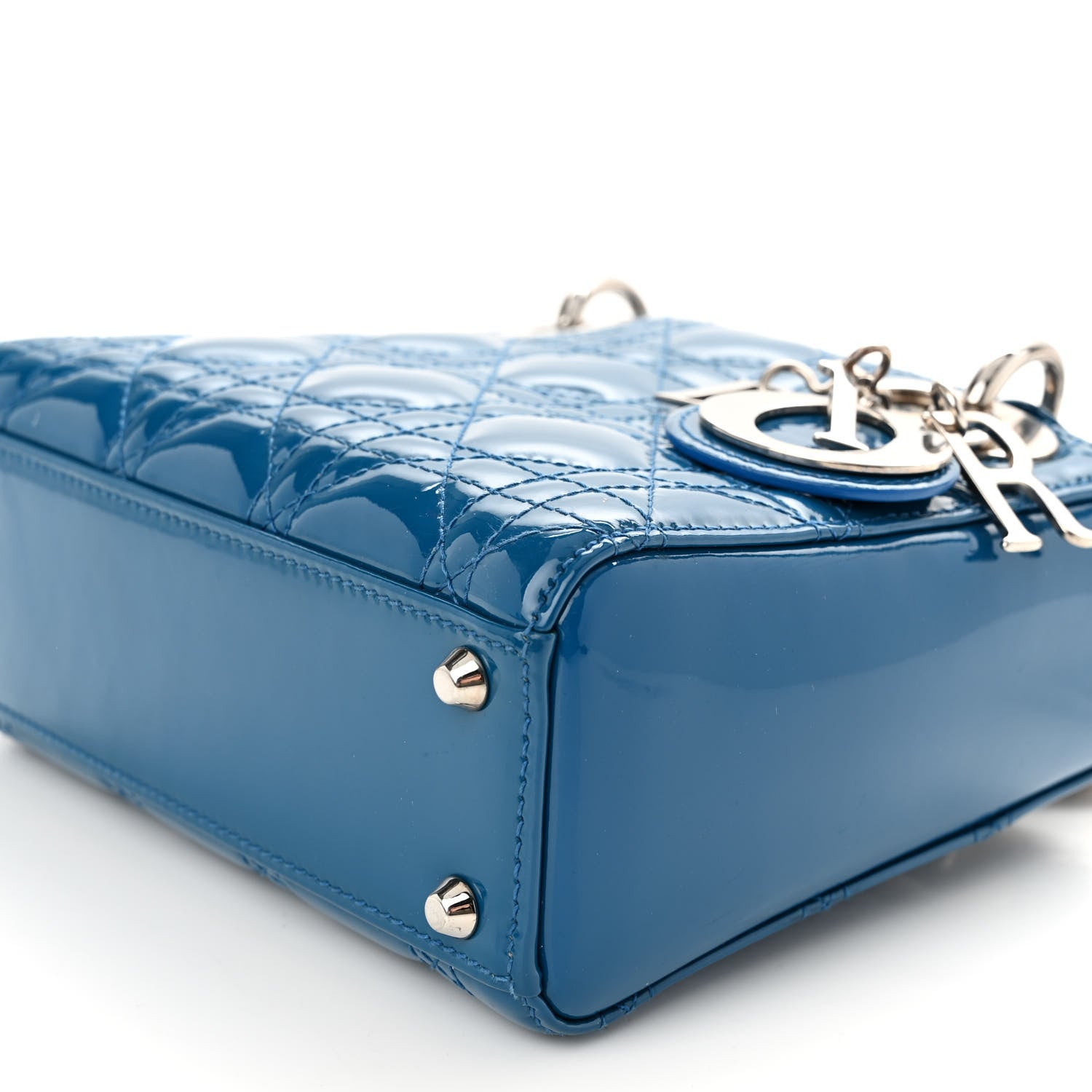 Christian Dior Patent Cannage Mini Lady Dior Blue 9 of 9