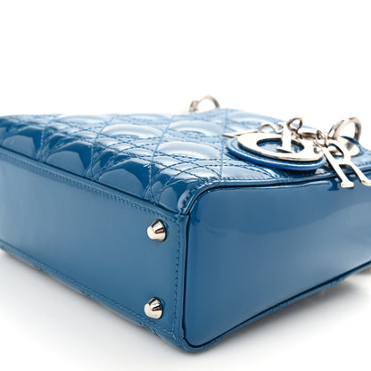 Christian Dior Patent Cannage Mini Lady Dior Blue 9 of 9