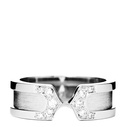Cartier 18K White Gold Diamond 6.5mm Logo De Ring 50 5.25 1 of 5