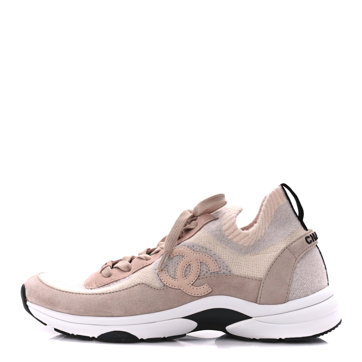 Chanel Mesh Suede Fabric Womens CC Sneakers 41 Light Pink 1 of 10