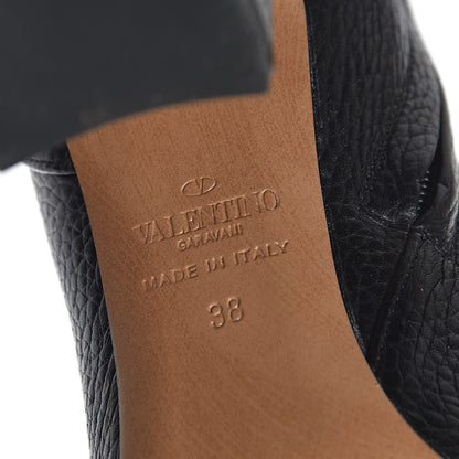 Valentino Garavani Pebbled Calfskin Rockstud Single Buckle 90mm Block Heel Ankle Boots 38 Black 8 of 14