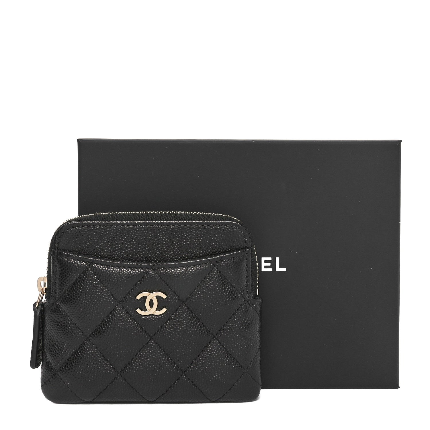 Chanel Caviar Quilted Zip Card Holder Wallet Black 9 of 9