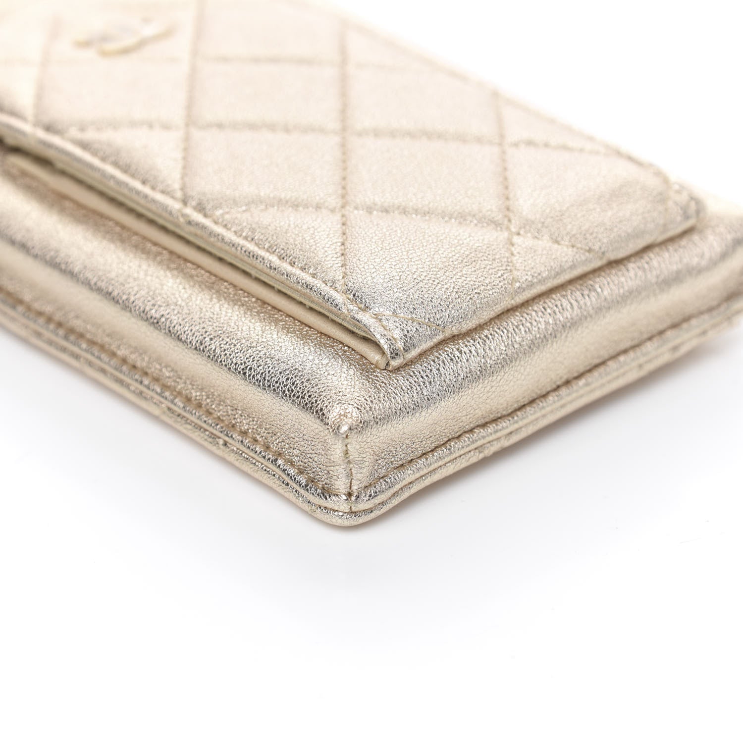 Chanel Metallic Lambskin Quilted Zip Phone Case Gold 9 of 11