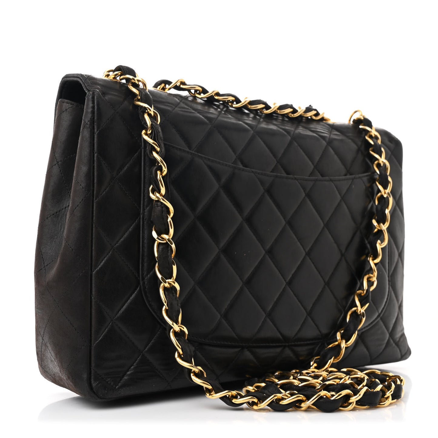 Lambskin Quilted XL Jumbo Single Flap Black
