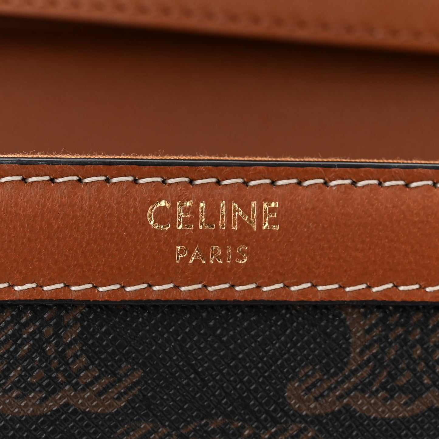 Triomphe Canvas Calfskin Wallet on Chain Tan