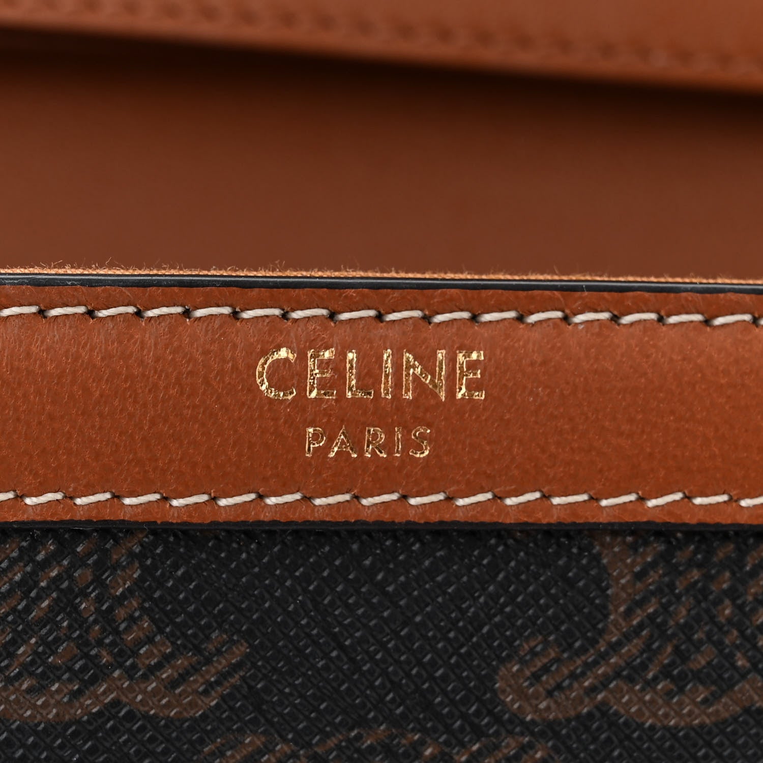 Celine Triomphe Canvas Calfskin Wallet on Chain Tan 6 of 10