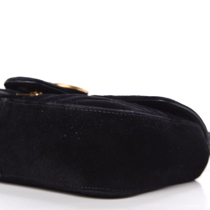Gucci Velvet Matelasse Mini GG Marmont Shoulder Bag Black 7 of 11