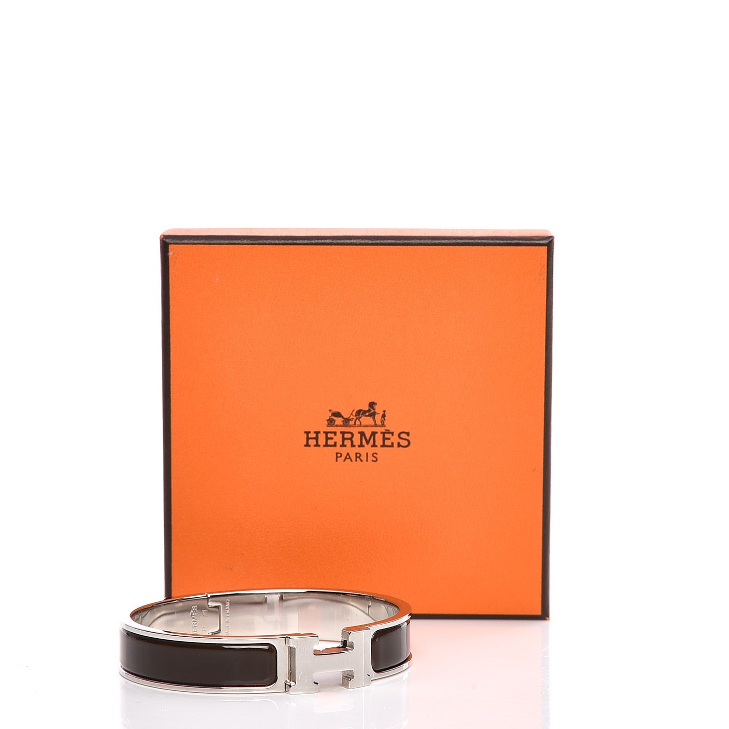 Enamel Narrow Clic Clac H Bracelet GM Chocolate