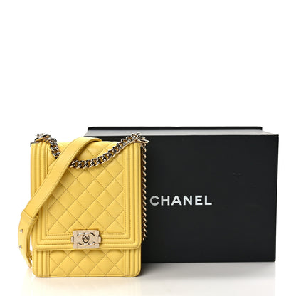 Chanel Calfskin Quilted North South Boy Flap Yellow 13 of 13