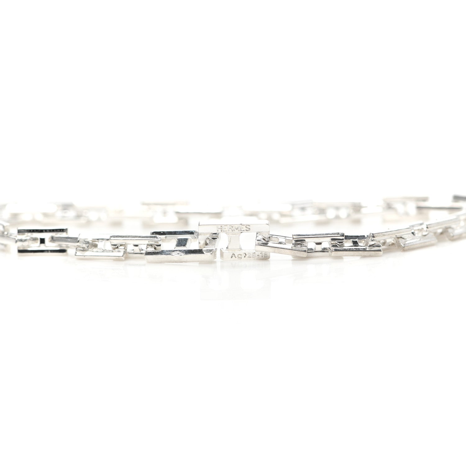 Hermes Sterling Silver H Logo Hercules Link Bracelet 5 of 5