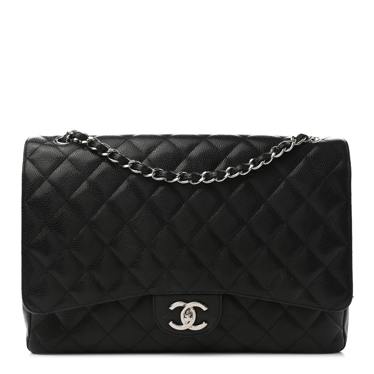 Caviar Quilted Maxi Double Flap Black