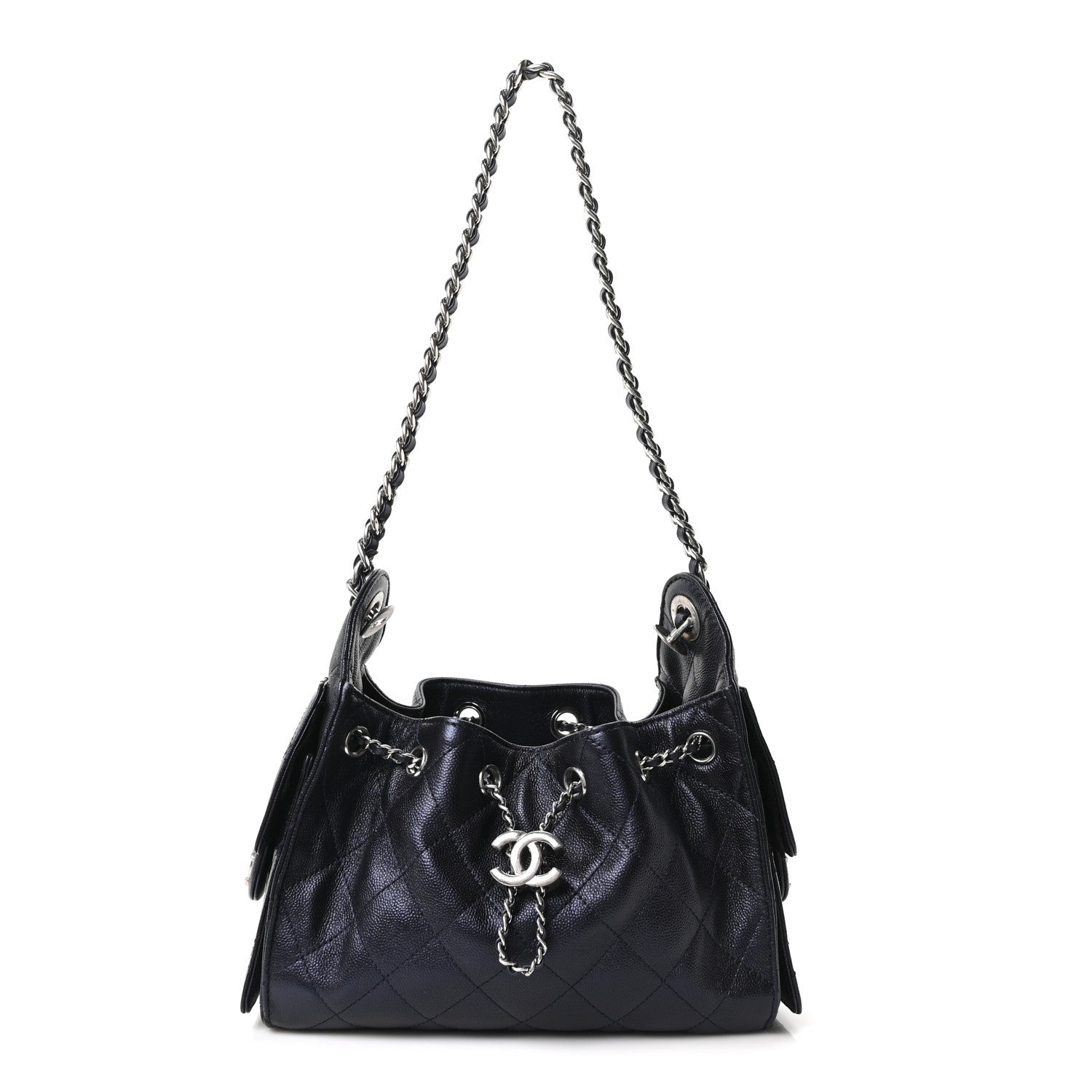 Chanel Metallic Caviar Quilted Mini Chanel 25 Handbag Dark Blue 1 of 9