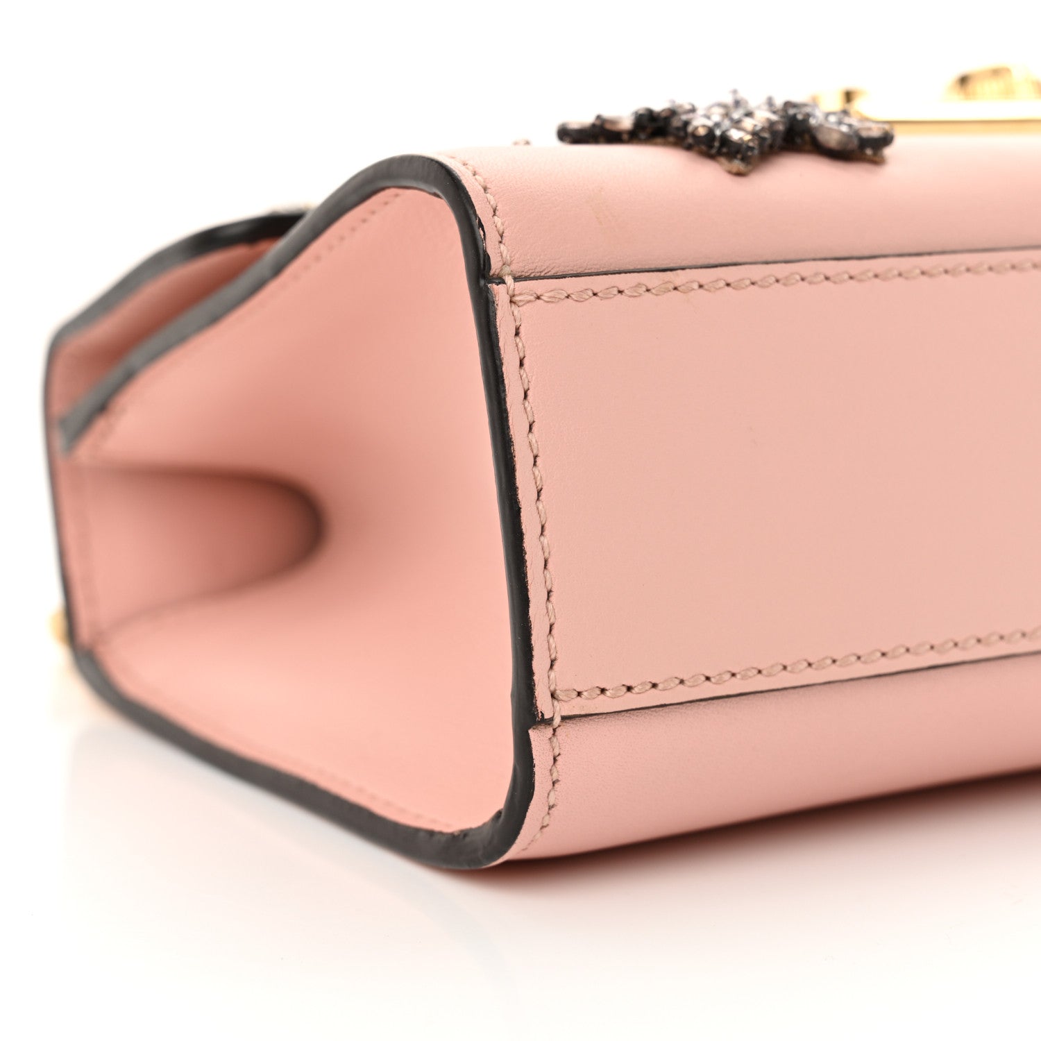 Gucci Calfskin Crystal Star Embroidered Small Padlock Shoulder Bag Perfect Pink Multicolor 9 of 11