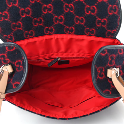 Gucci Wool GG Monogram Diaper Bag Navy Red 6 of 10