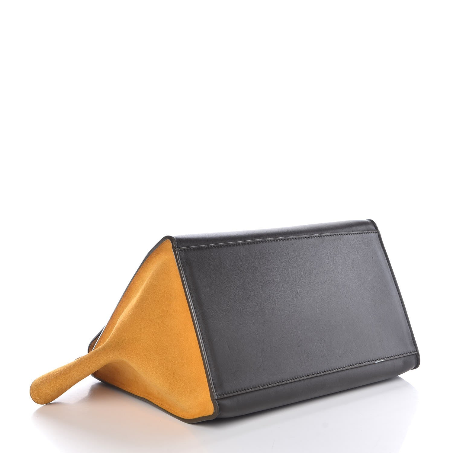 Celine Smooth Calfskin Suede Medium Tri-Color Trapeze Mustard 4 of 6