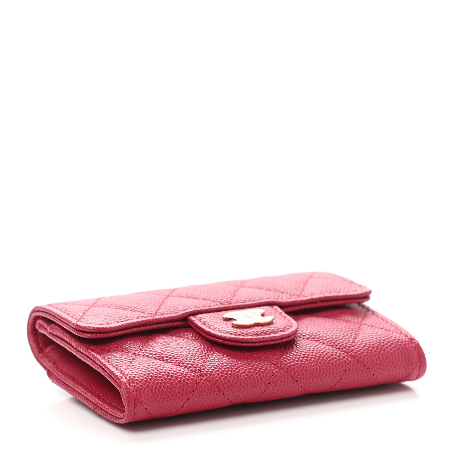 Chanel Caviar Quilted Flap Card Holder Wallet Dark Pink 4 of 9