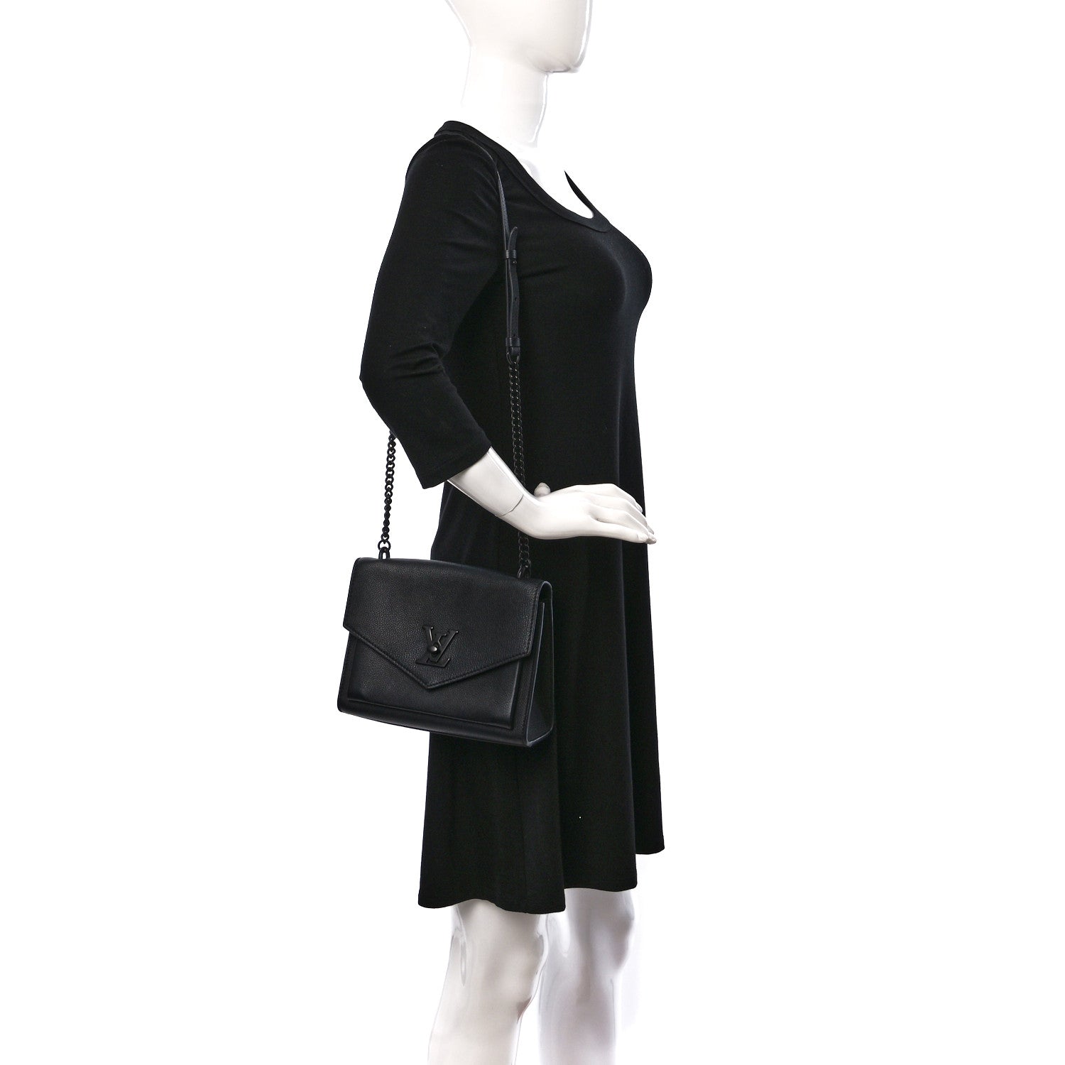 Louis Vuitton Soft Calfskin My Lockme Chain Bag BB Black 2 of 10