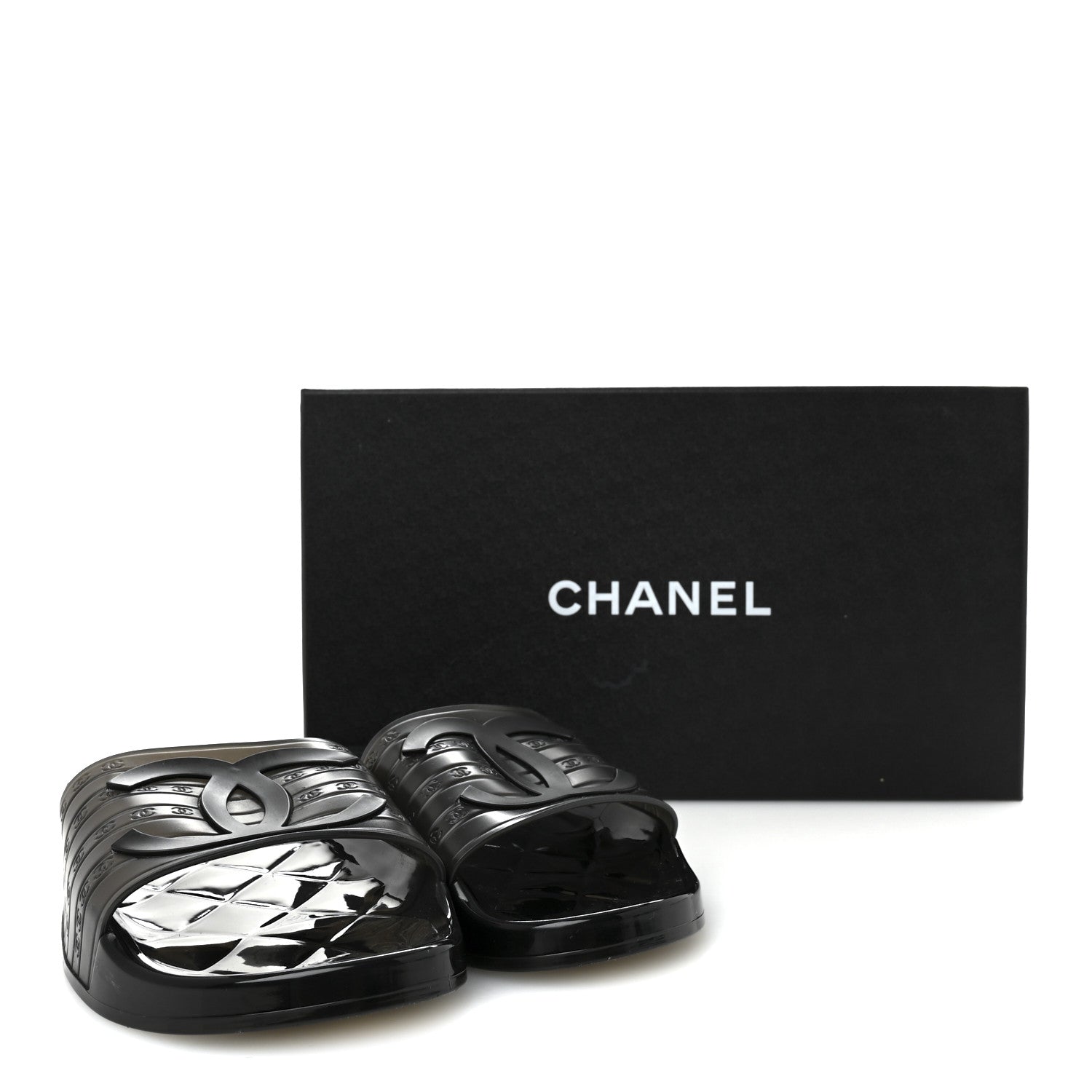 Chanel PVC Transparent CC Flat Slide Sandals 39 Black 8 of 8