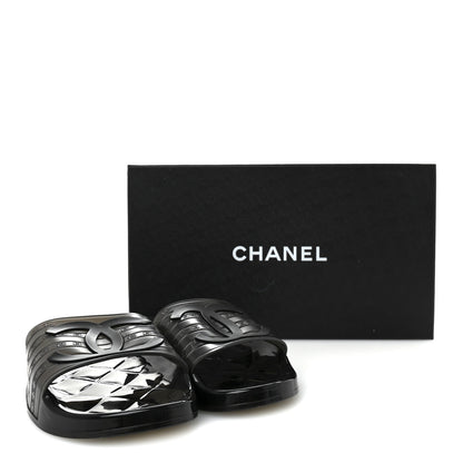Chanel PVC Transparent CC Flat Slide Sandals 39 Black 8 of 8