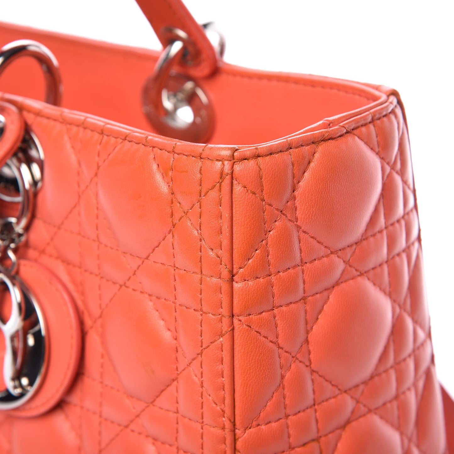Lambskin Cannage Large Lady Dior Coral