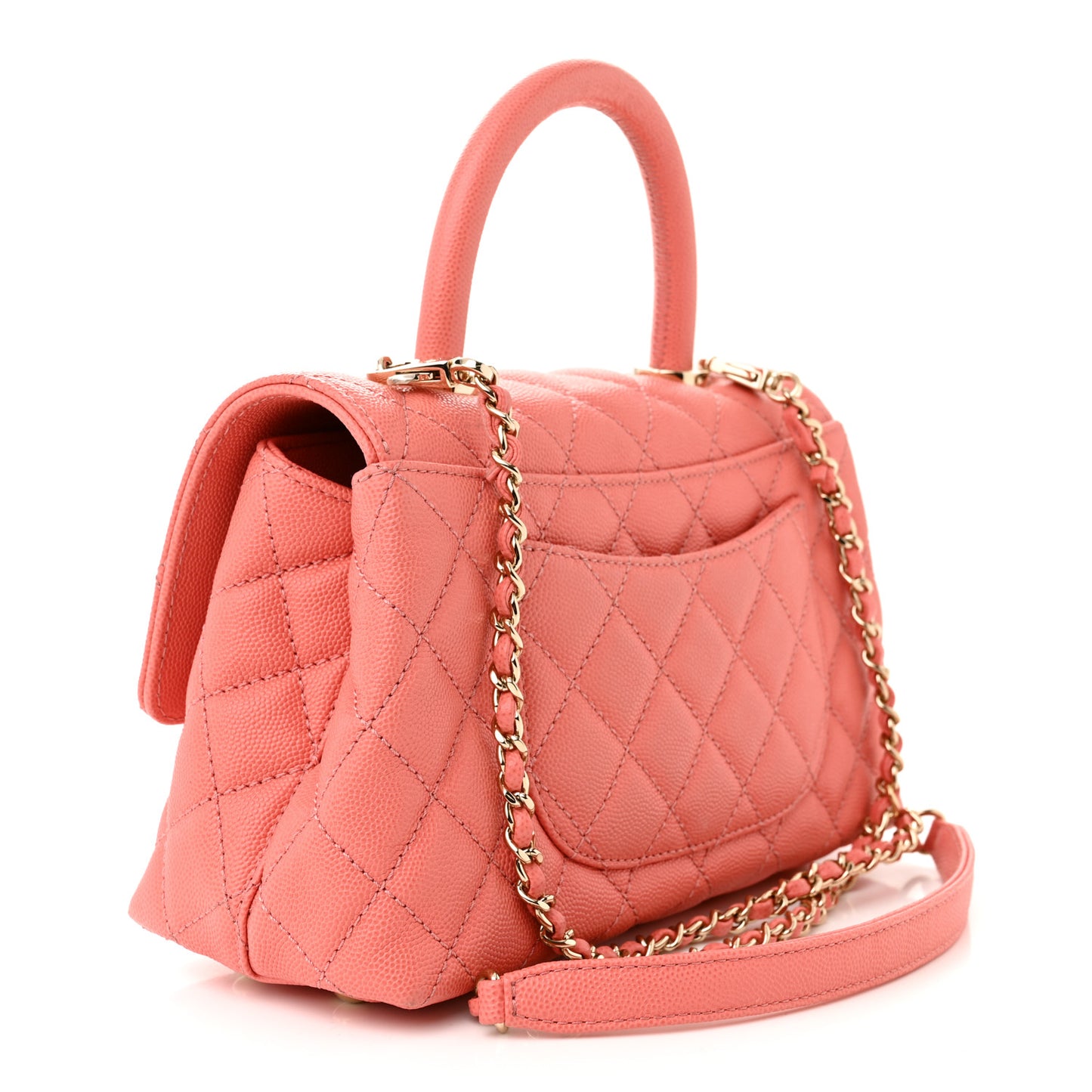 Caviar Quilted Mini Coco Handle Flap Pink