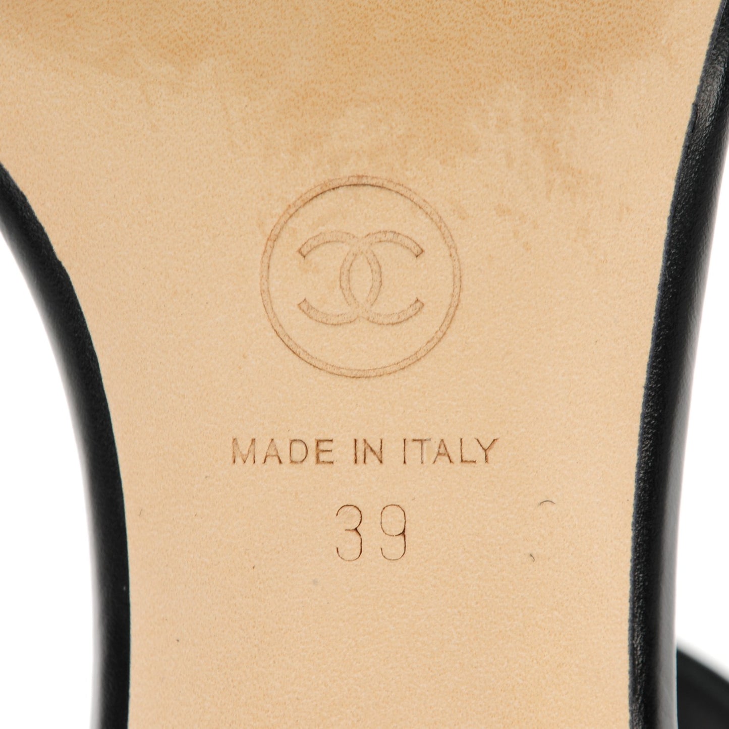 Crumpled Calfskin Chain Sandals 39 Black