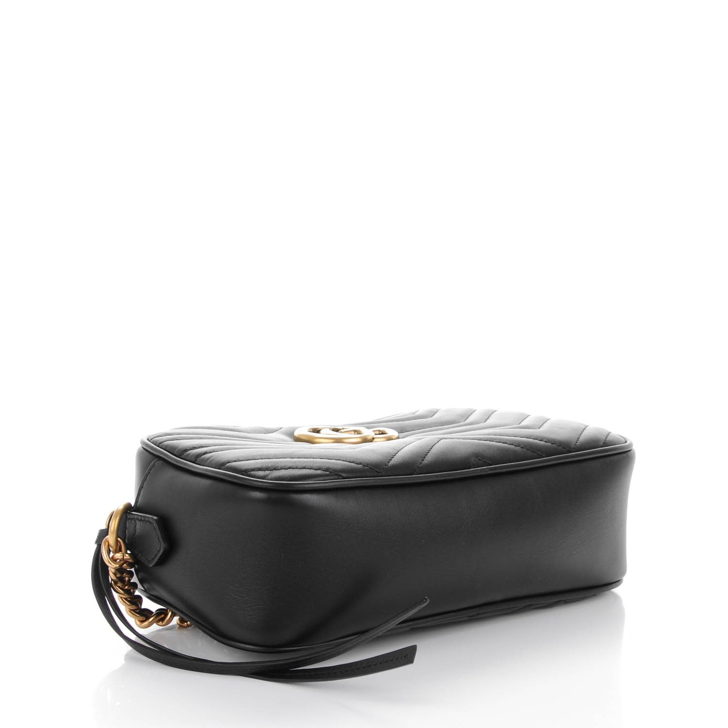 Gucci Calfskin Matelasse Small GG Marmont Chain Shoulder Bag Black 4 of 7