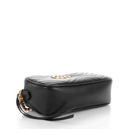 Gucci Calfskin Matelasse Small GG Marmont Chain Shoulder Bag Black 4 of 7
