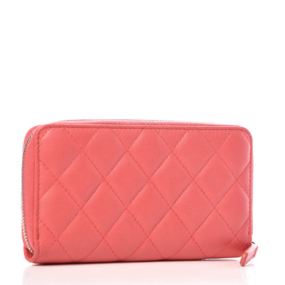 Chanel Lambskin Quilted Small Zip Around Wallet Pink 3 of 9