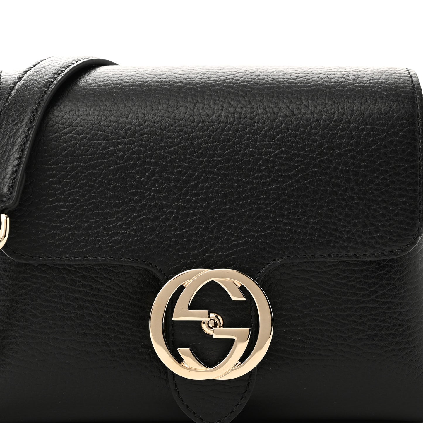 Dollar Calfskin Interlocking G Crossbody Bag Black