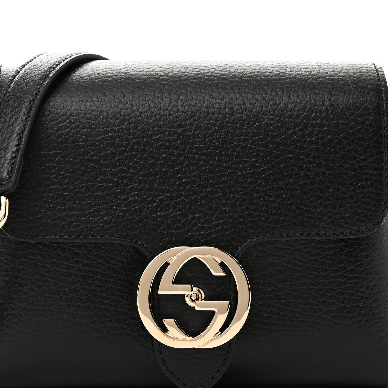Gucci Dollar Calfskin Interlocking G Crossbody Bag Black 8 of 10