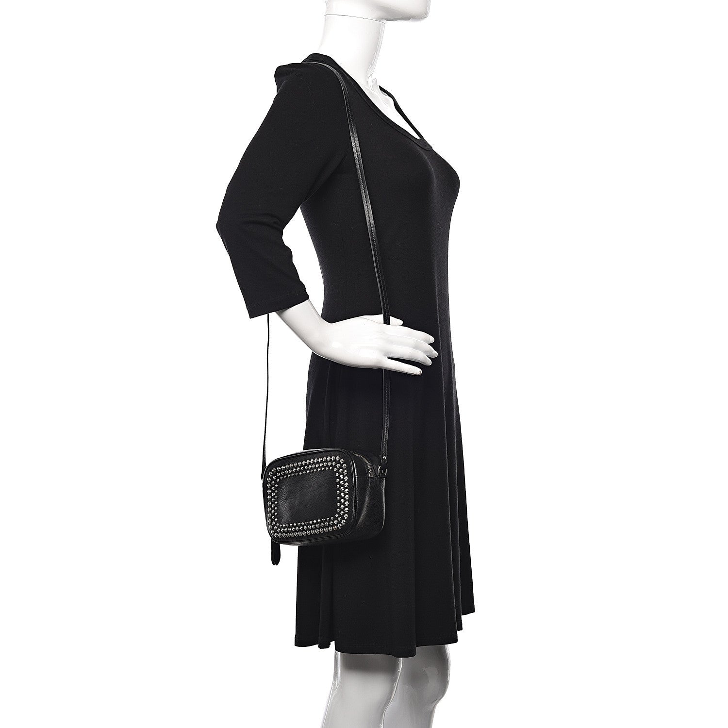Alexander McQueen Calfskin Studded Camera Shoulder Bag Black 2 of 12
