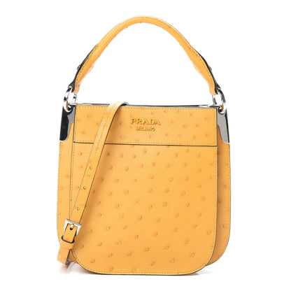 Prada Ostrich Small Margit Hobo Shoulder Bag Mimosa 1 of 10