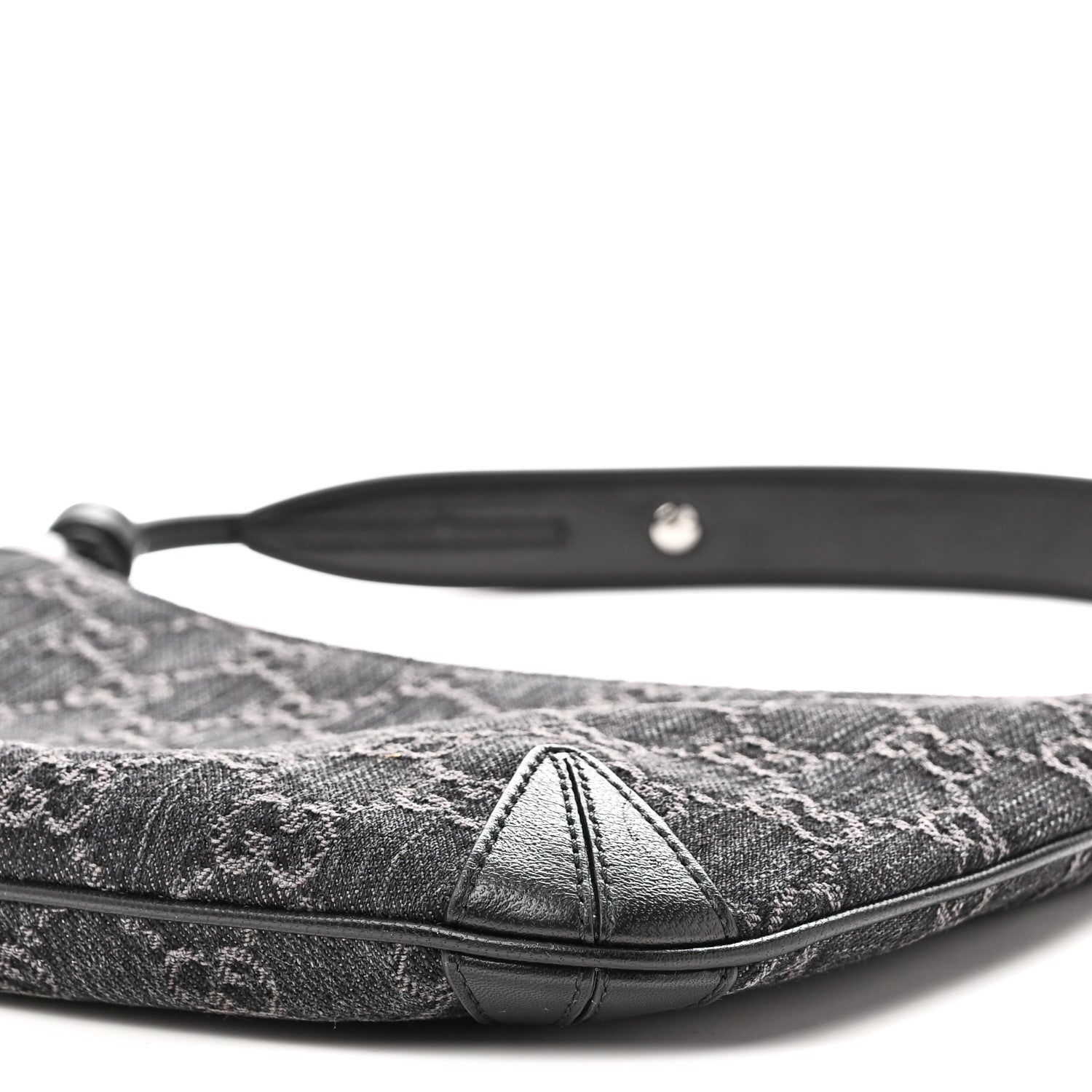 Gucci Jacquard Black Denim GG Monogram Horsebit Slim Small Shoulder Bag Black Grey 10 of 10