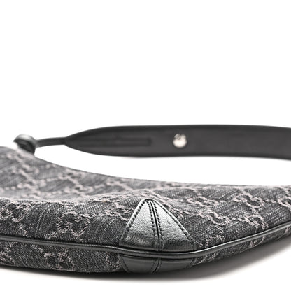 Gucci Jacquard Black Denim GG Monogram Horsebit Slim Small Shoulder Bag Black Grey 10 of 10