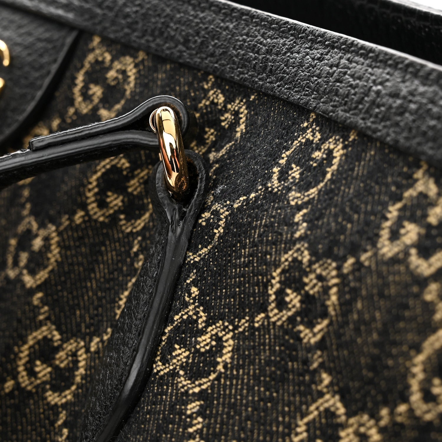 Gucci Jacquard Black Denim GG Monogram Medium Ophidia Shopping Tote Black Ivory 13 of 13