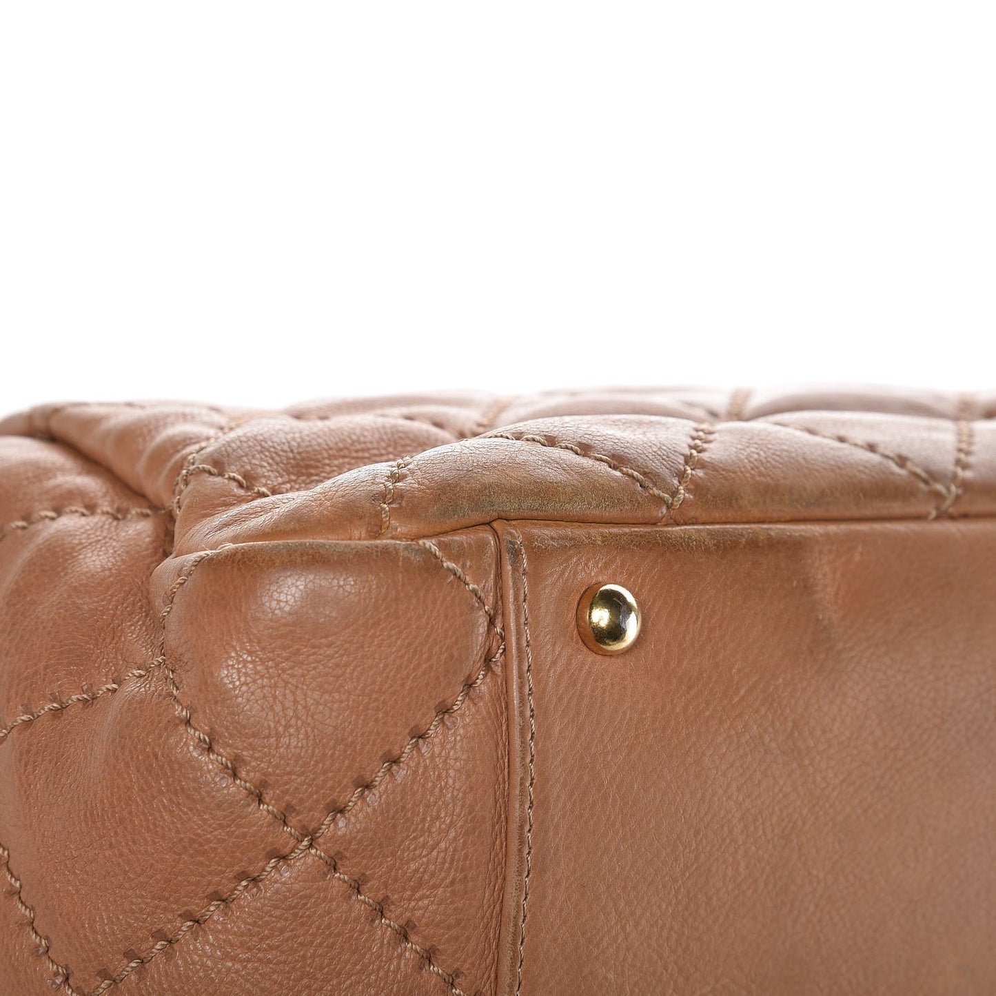 Calfskin Quilted Retro Chain Accordion Flap Dark Beige