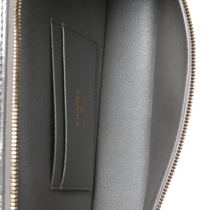 Chanel Lizard Embossed Top Handle Slim Vanity With Chain Silvery 5 of 11