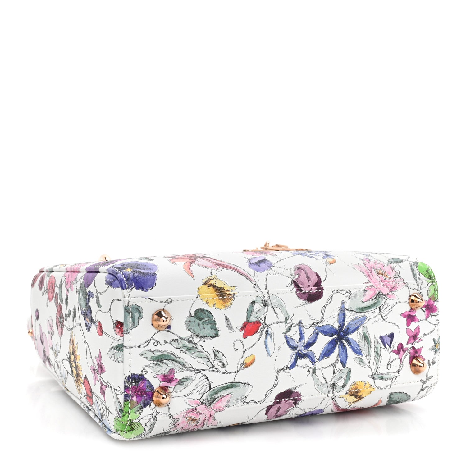 Christian Dior Calfskin Printed Small Florigelio My ABCDior Lady Dior White Multicolor 4 of 9