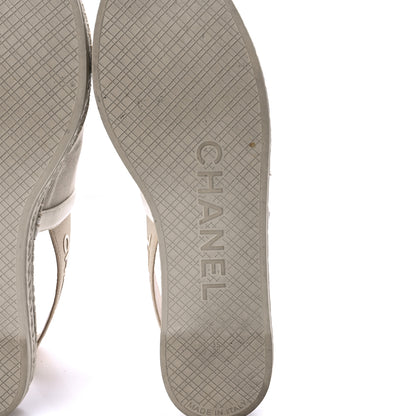 Chanel Canvas Lambskin CC Slingback Espadrilles 35 Beige White 8 of 11