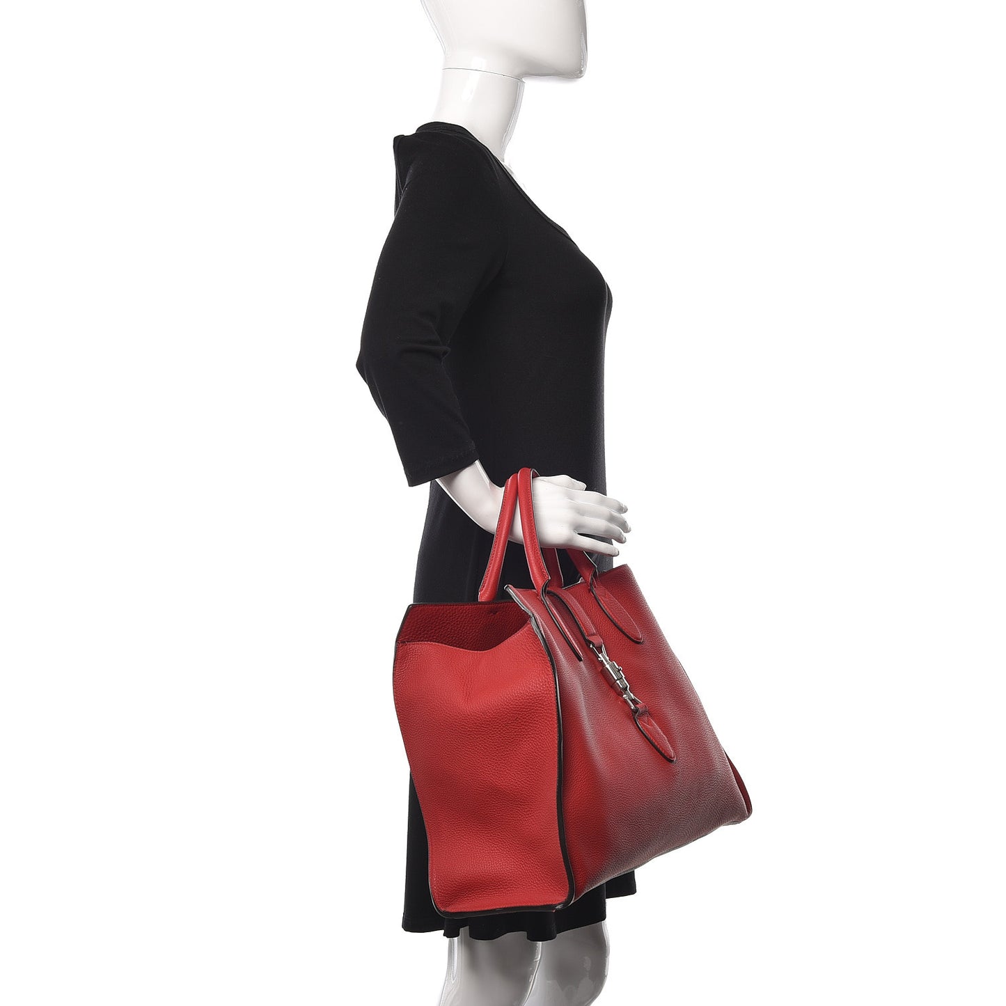 Soft Calfskin Medium Jackie Top Handle Bag Hibiscus Red