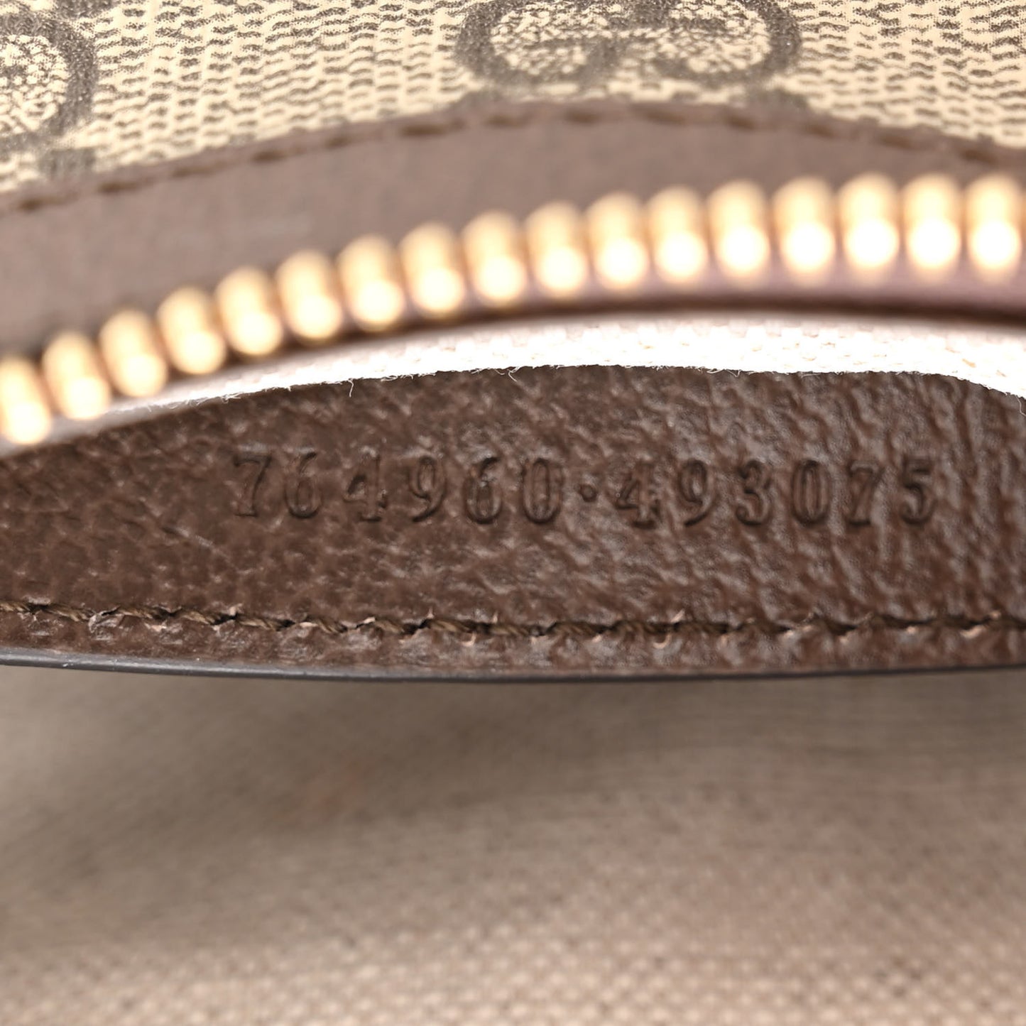 GG Supreme Monogram Textured Dollar Calfskin Mini Ophidia Chain Bag Beige Ebony