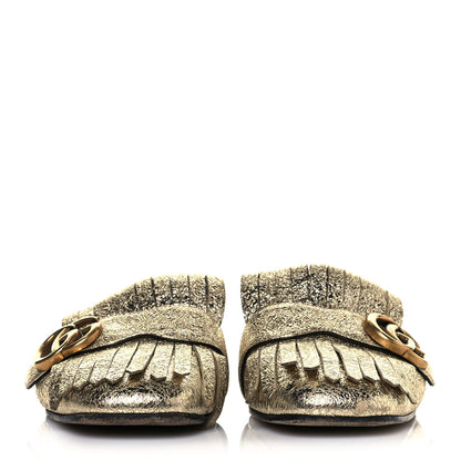 Gucci Galassia Womens GG Marmont Fringe Slippers 37 Platino 2 of 8