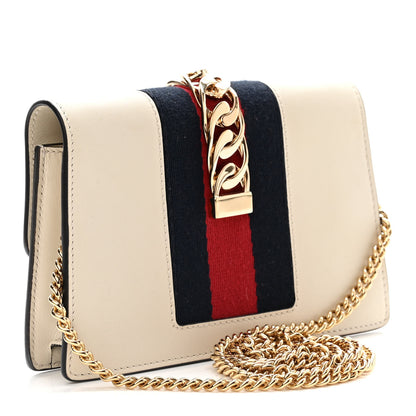 Gucci Calfskin Super Mini Sylvie Chain Shoulder Bag White 3 of 10