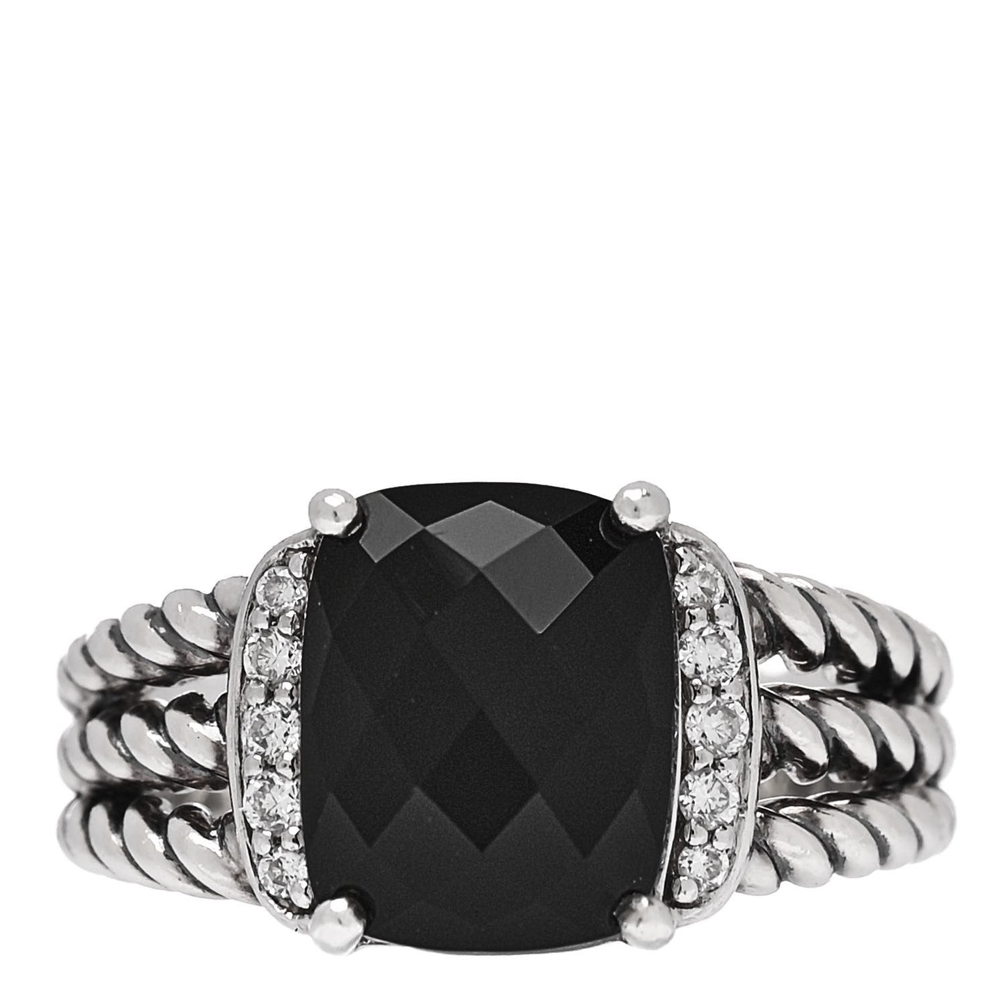 Sterling Silver Diamond Black Onyx 10mm Petite Wheaton Ring 50 5.5