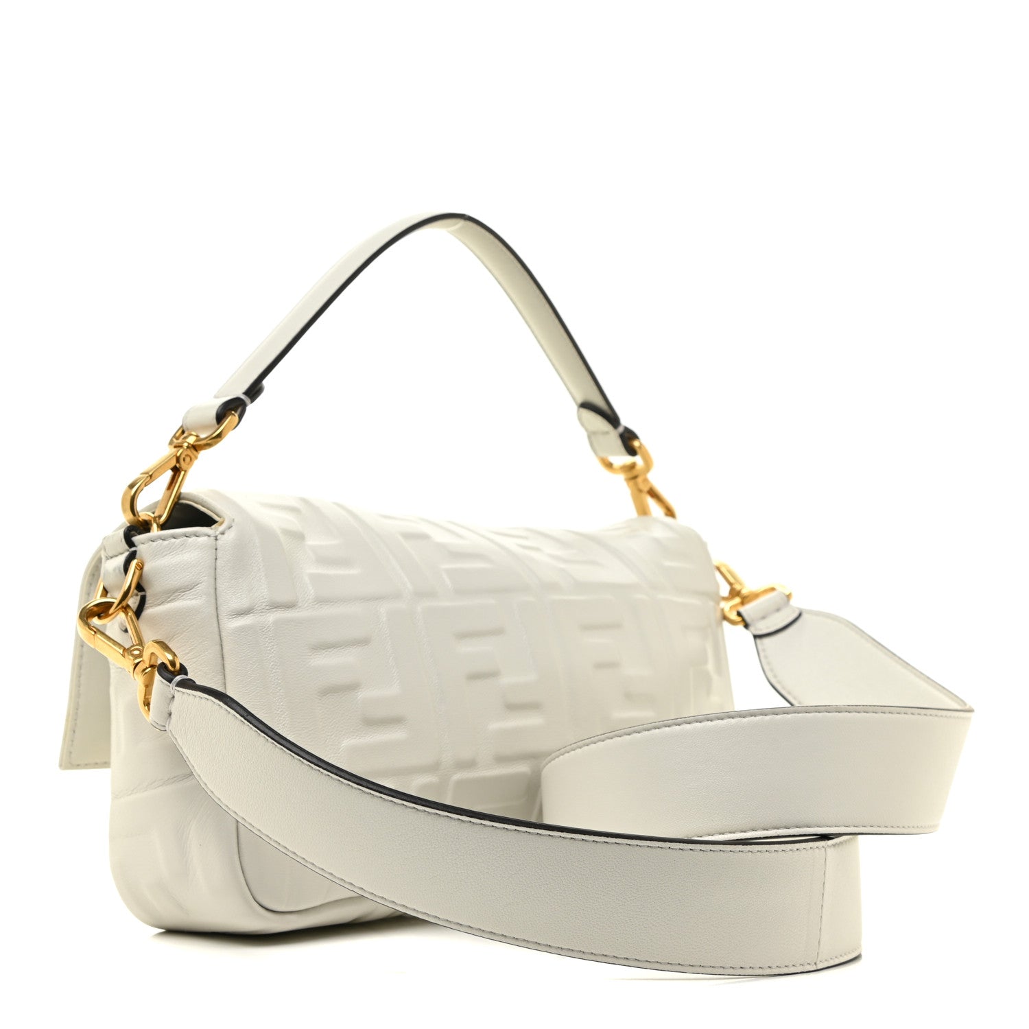 Fendi Nappa FF 1974 Embossed Baguette White 3 of 16