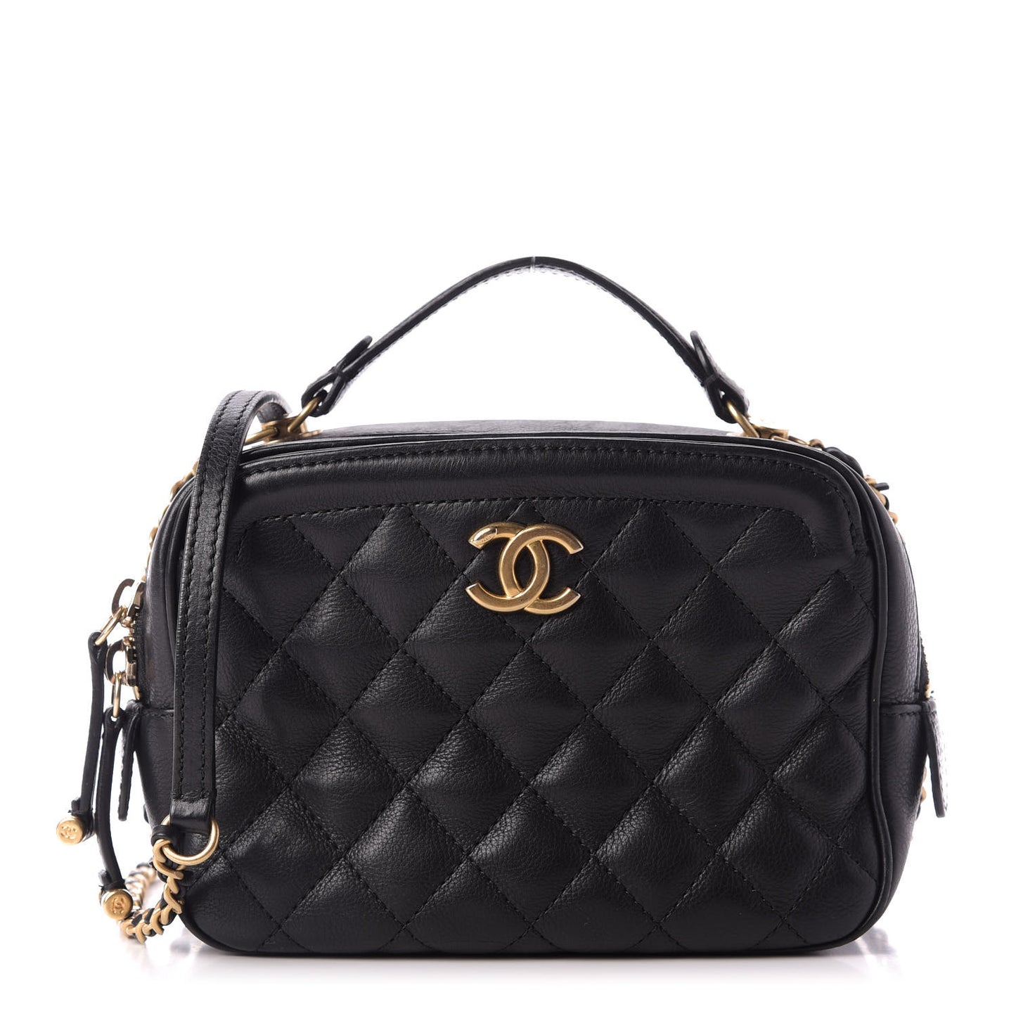Calfskin Quilted CC Small Vanity Case Black