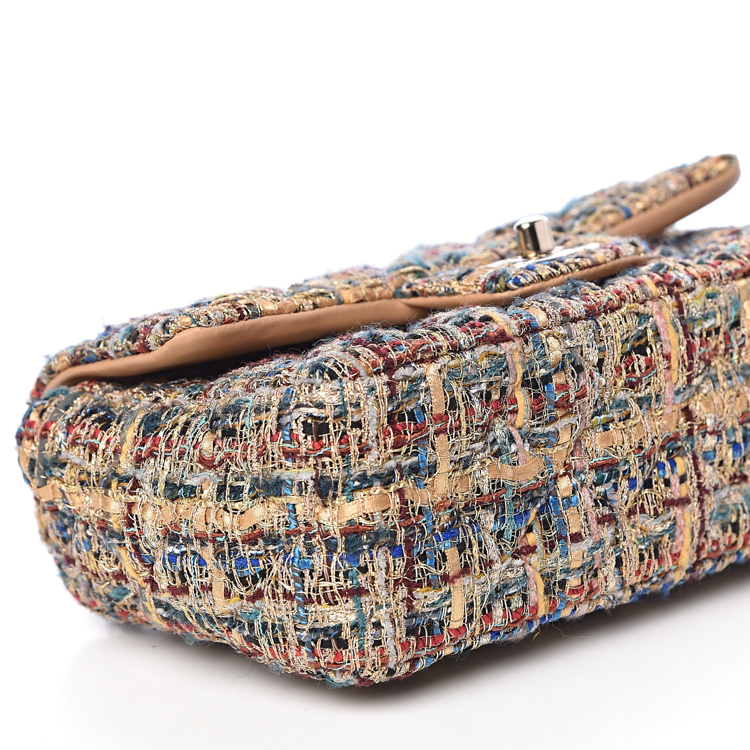 Chanel Tweed Quilted Mini Rectangular Flap Gold Blue 8 of 10