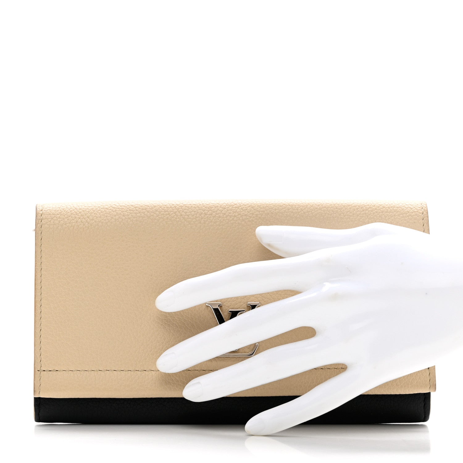Louis Vuitton Calfskin Lockme II Wallet Vanille Black 2 of 9
